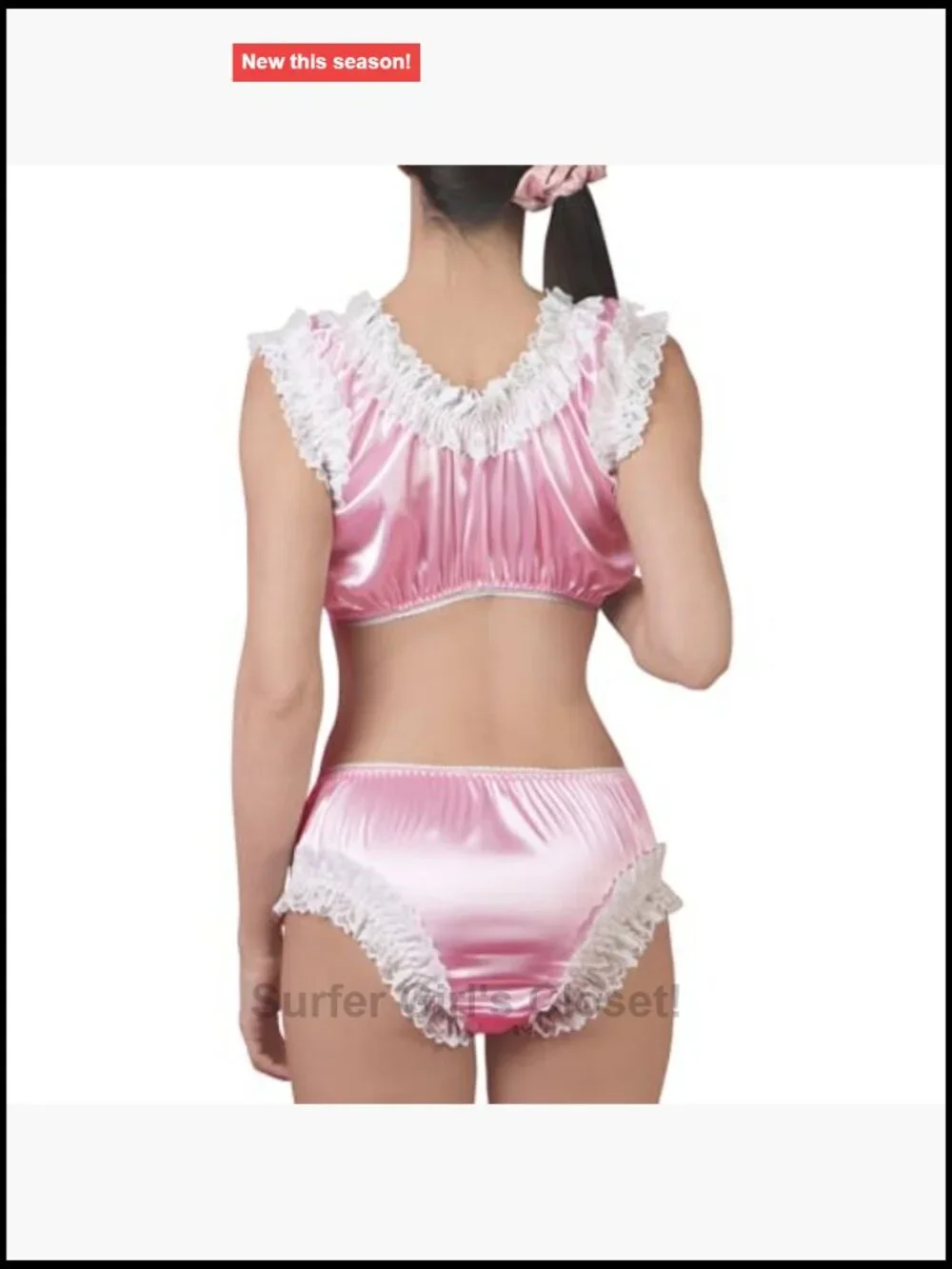 Satin Lacy Frill Ruffled Bralette Set with Lace Trim